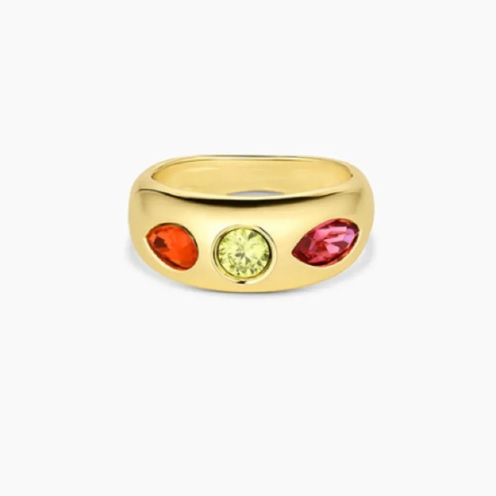Gorjana Band Ring Nova Gold Plated Crystal Citrus Mix Ring Sz.7 - Picture 6 of 10